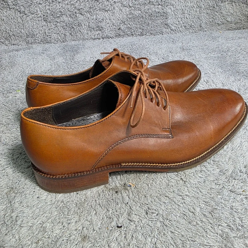 RARE VTG Cole Haan Derby Plain Toe Shoes British Tan Leather NikeAir Men 9.5 NEW